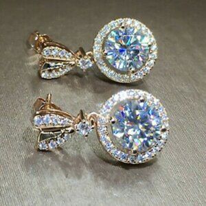 New 18k gold plated diamond earrings